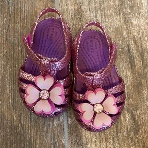 Infant Purple Glitter Flower Crocs